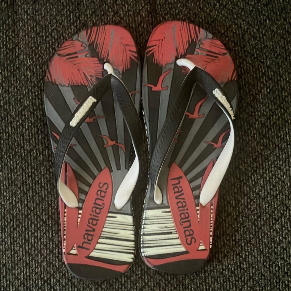 Haviananas men’s flip-flops birds and palm leaves 11 men’s
